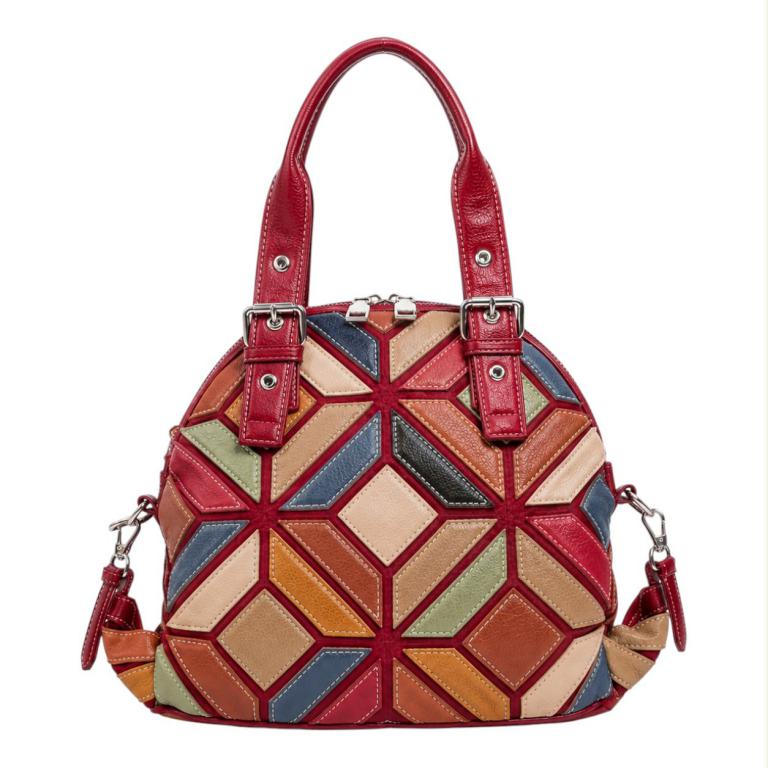 CG9440-62-R Bolso de Mano Sintético con Diseño Patchwork con Enganches Laterales para Mujer - Imagen 1