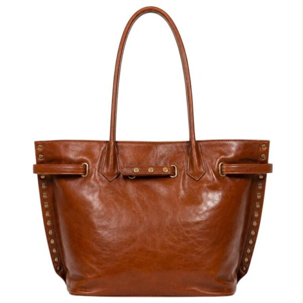 Bolso de Hombro Sintético de Mujer con Cinta Frontal de Botones y Gran Capacidad - Imagen 4