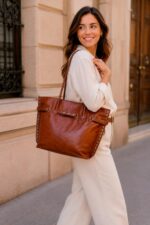 Bolso de Hombro Sintético de Mujer con Cinta Frontal de Botones y Gran Capacidad - Imagen 2