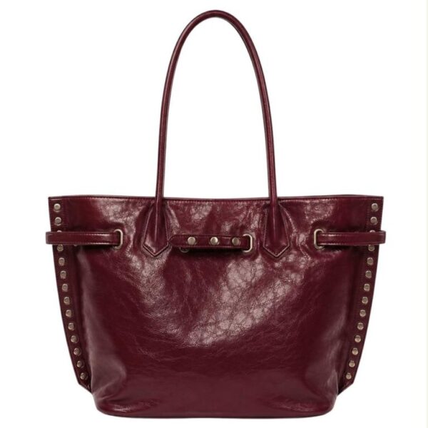 Bolso de Hombro Sintético de Mujer con Cinta Frontal de Botones y Gran Capacidad - Imagen 3