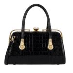 Bolso Sintético Premium de Gran Calidad con Estampado Croco y Cierre de Click con Pedrería - Imagen 4