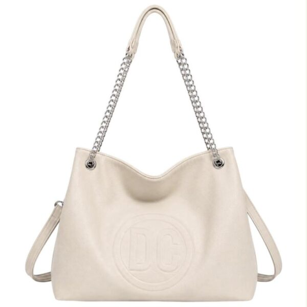 Bolso de Hombro Sintético Hobo con Estampado Frontal D.C. y 2 Asas Ajustables de Cadena - Imagen 7