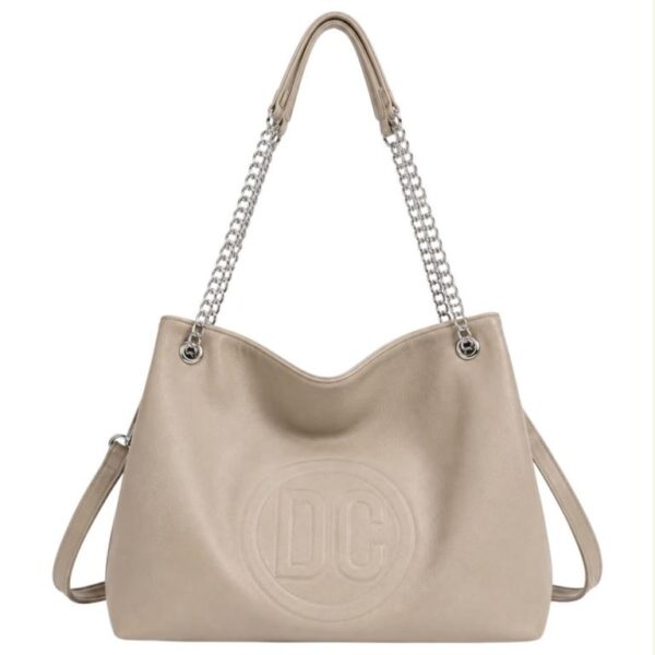 Bolso de Hombro Sintético Hobo con Estampado Frontal D.C. y 2 Asas Ajustables de Cadena - Imagen 9