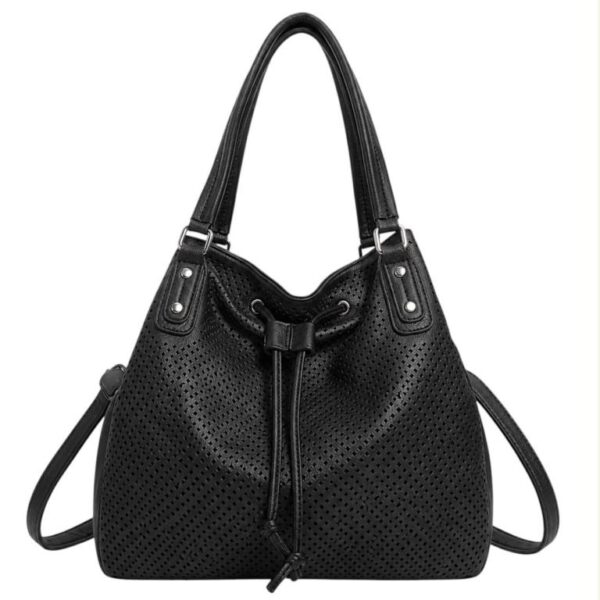 Bolso de Hombro Sintético Hobo con Cierre de Cuerdas, Cremallera y Bolsillo Trasero Mujer - Imagen 7