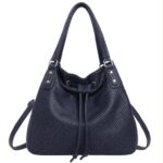 Bolso de Hombro Sintético Hobo con Cierre de Cuerdas, Cremallera y Bolsillo Trasero Mujer - Imagen 5