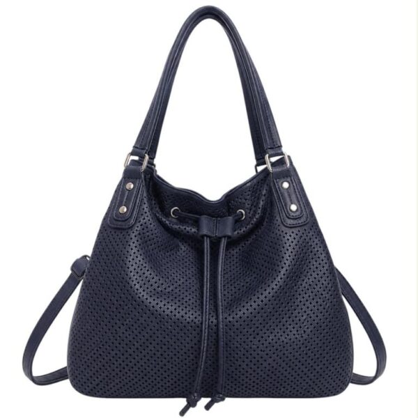 Bolso de Hombro Sintético Hobo con Cierre de Cuerdas, Cremallera y Bolsillo Trasero Mujer - Imagen 5