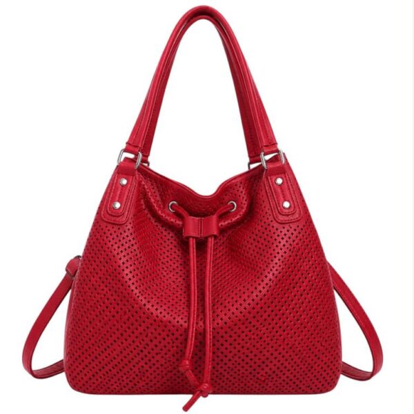 Bolso de Hombro Sintético Hobo con Cierre de Cuerdas, Cremallera y Bolsillo Trasero Mujer - Imagen 8