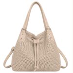 Bolso de Hombro Sintético Hobo con Cierre de Cuerdas, Cremallera y Bolsillo Trasero Mujer - Imagen 3