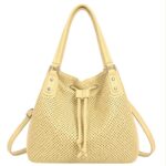 Bolso de Hombro Sintético Hobo con Cierre de Cuerdas, Cremallera y Bolsillo Trasero Mujer - Imagen 4