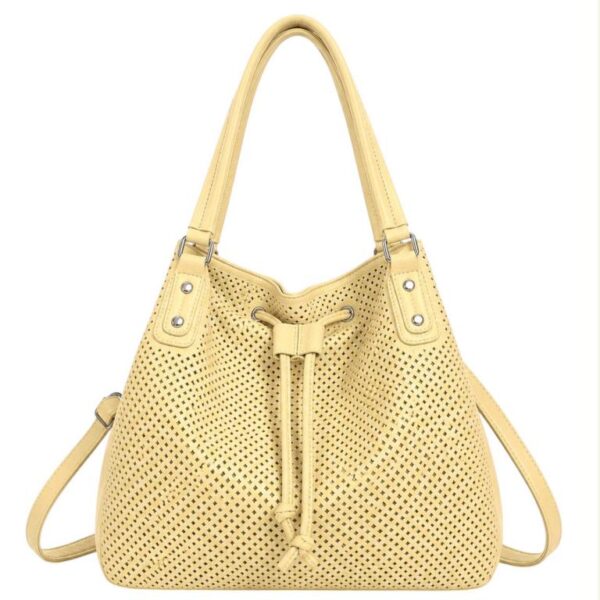 Bolso de Hombro Sintético Hobo con Cierre de Cuerdas, Cremallera y Bolsillo Trasero Mujer - Imagen 4