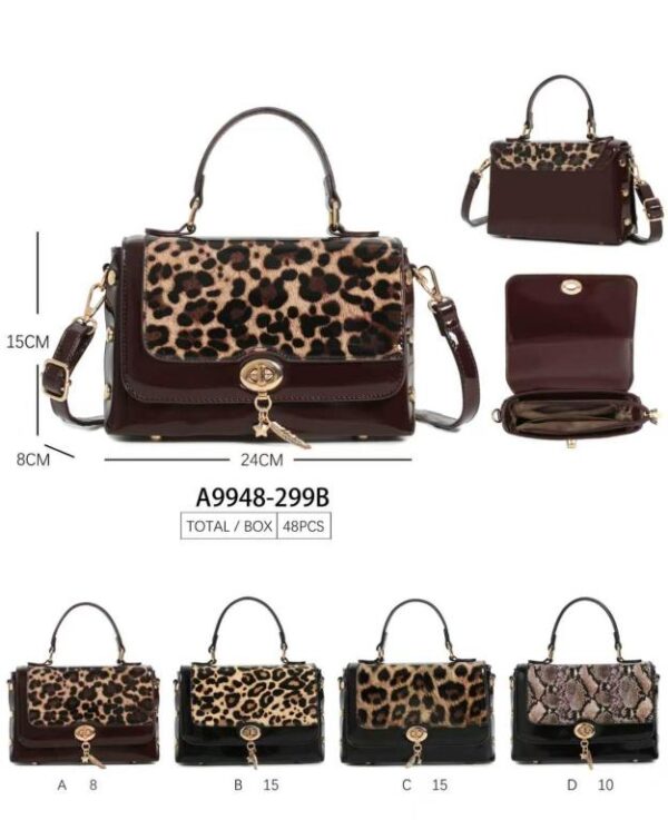 Bolso de Mano Sintético tipo Charol con Solapa Animal Print y Tachuelas Decorativas Mujer - Imagen 5