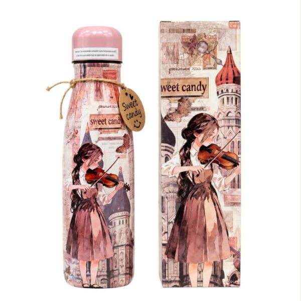 Botella Termo 500ml para Mujer con Diseño de Muñeca Sweet Candy, Caja y Base Antideslizante - Imagen 2