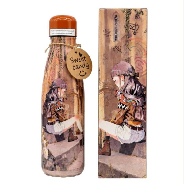 Botella Termo 500ml para Mujer con Diseño de Muñeca Sweet Candy, Caja y Base Antideslizante - Imagen 3