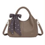 Bolso de Mano Sintético Coveri Collection con Lazo Decorativo y Asas Cortas Trenzadas