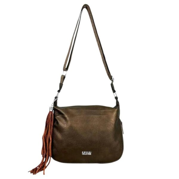 Bolso de Hombro Sintético Coveri Collection con Cremallera Inferior Decorativa y Flecos - Imagen 8