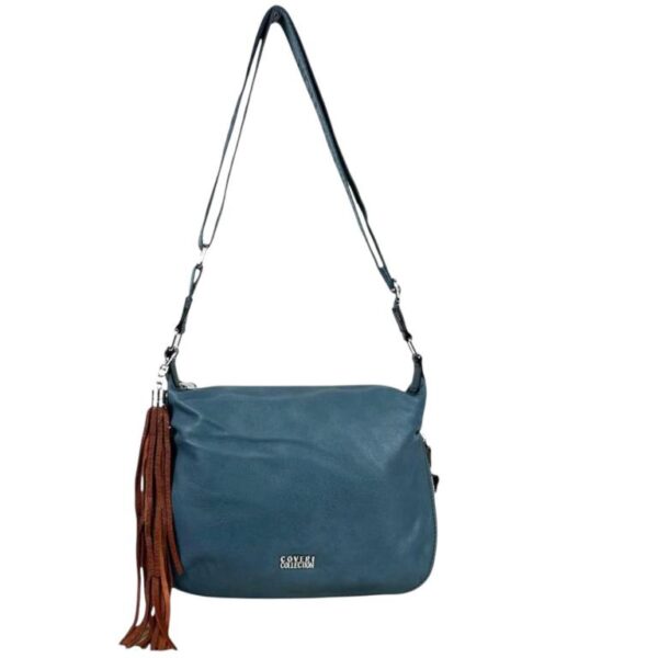 Bolso de Hombro Sintético Coveri Collection con Cremallera Inferior Decorativa y Flecos - Imagen 7