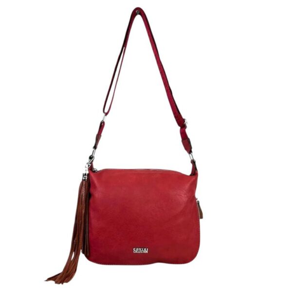 Bolso de Hombro Sintético Coveri Collection con Cremallera Inferior Decorativa y Flecos - Imagen 9