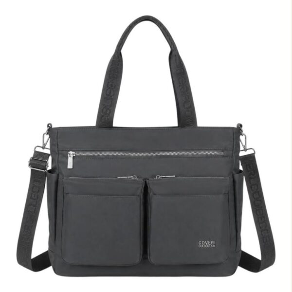 Amplio Bolso de Hombro en Nylon para Mujer con 9 Compartimentos y Gran Calidad Coveri Collection - Imagen 7