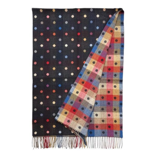 Bufanda Reversible de Lana para Mujer con Flecos Decorativos y Diseño de Lunares - Imagen 3