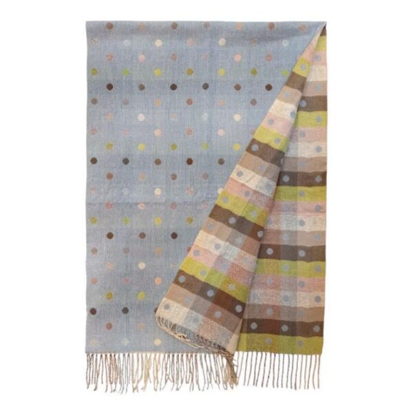 Bufanda Reversible de Lana para Mujer con Flecos Decorativos y Diseño de Lunares - Imagen 4