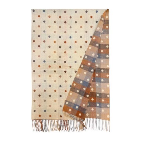 Bufanda Reversible de Lana para Mujer con Flecos Decorativos y Diseño de Lunares - Imagen 2