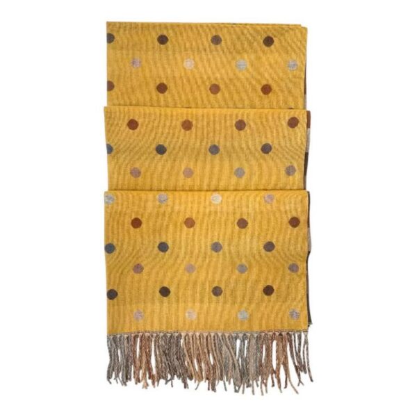 Bufanda Reversible de Lana para Mujer con Flecos Decorativos y Diseño de Lunares - Imagen 10