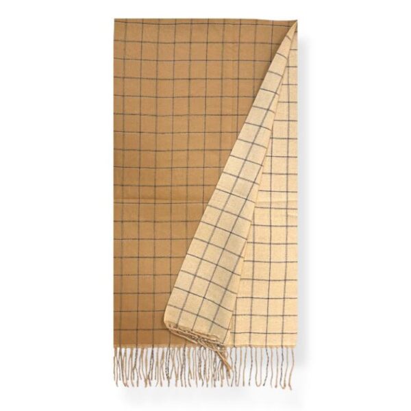 Bufanda Reversible de Lana para Mujer con Flecos Decorativos y Diseño de Rayas - Imagen 4