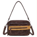 Bolso Bandolera Sintético Bicolor con 5 Compartimentos con Cremallera y Gran Calidad Mujer