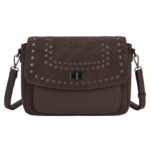 Bolso Bandolera Sintético Bicolor con Tachuelas en Solapa de Giro y Compartimento Frontal Mujer - Imagen 4