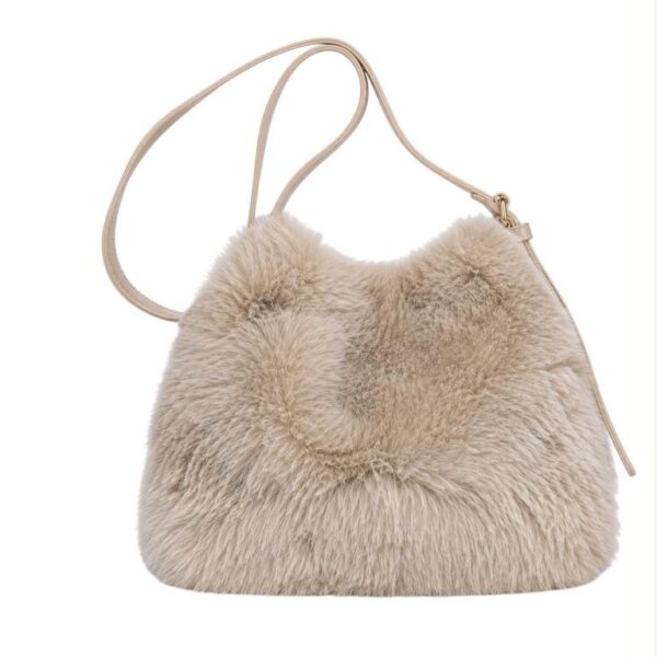 Bolso Bandolera con Pelito Sintético, Cierre de Botón y Asa Larga para Mujer - Imagen 7
