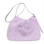 Bolso Bandolera con Pelito Sintético, Cierre de Botón y Asa Larga para Mujer - Imagen 2