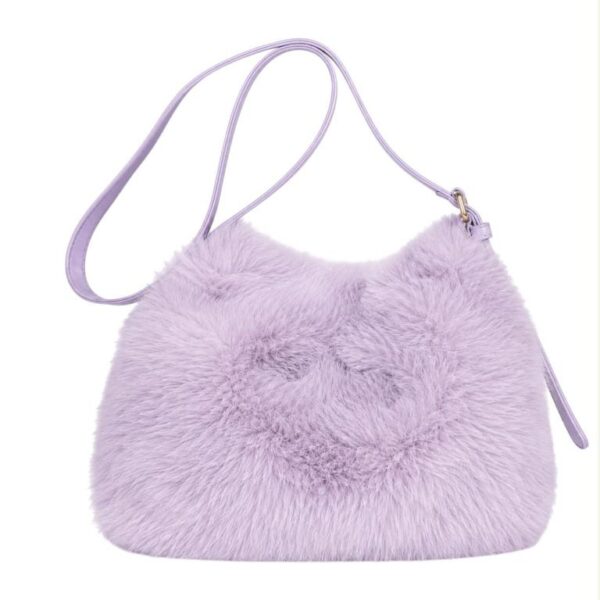 Bolso Bandolera con Pelito Sintético, Cierre de Botón y Asa Larga para Mujer - Imagen 2