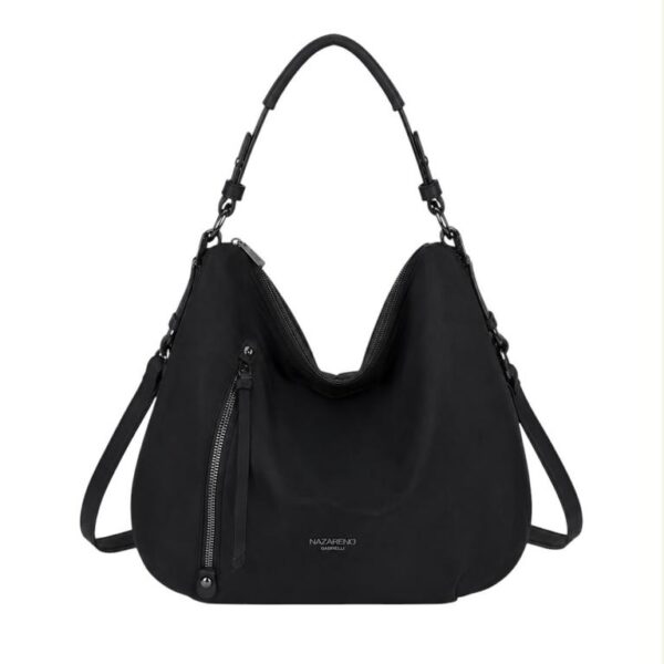 Bolso de Hombro Hobo en Nylon Nazareno Gabrielli con Bolsillos Exteriores de Cremallera Mujer - Imagen 6