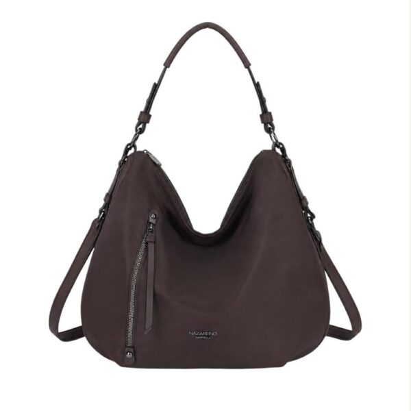 Bolso de Hombro Hobo en Nylon Nazareno Gabrielli con Bolsillos Exteriores de Cremallera Mujer - Imagen 4