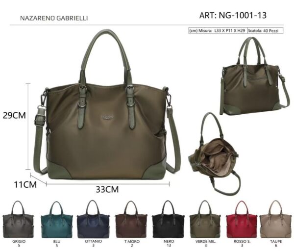 Bolso de Hombro Shopper en Nylon para Mujer Nazareno Gabrielli con 2 Asas Ajustables - Imagen 9