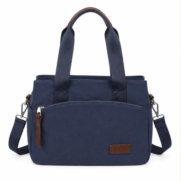 Bolso de Mano en Tela Nylon con 3 Compartimentos y Bolsillos Exteriores para Mujer - Imagen 8