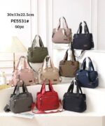 Bolso de Mano en Tela Nylon con 3 Compartimentos y Bolsillos Exteriores para Mujer - Imagen 11