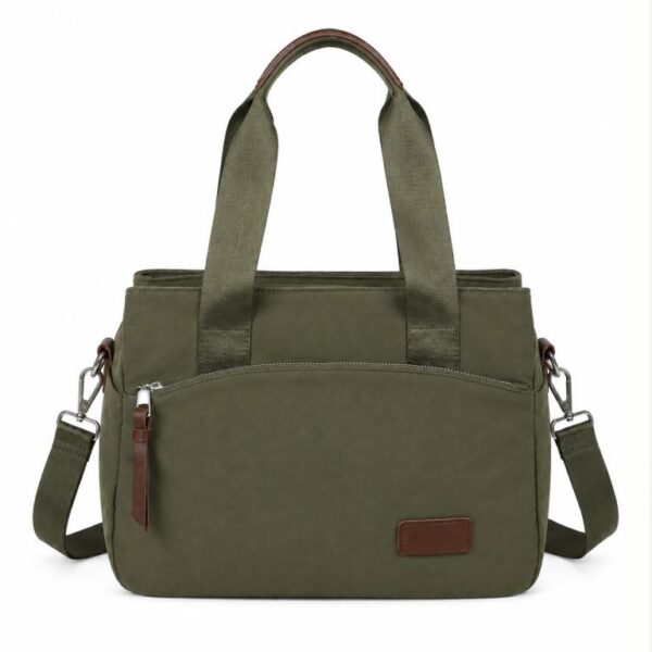 Bolso de Mano en Tela Nylon con 3 Compartimentos y Bolsillos Exteriores para Mujer - Imagen 3
