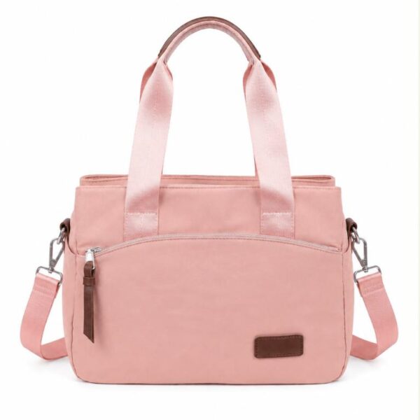 Bolso de Mano en Tela Nylon con 3 Compartimentos y Bolsillos Exteriores para Mujer - Imagen 2