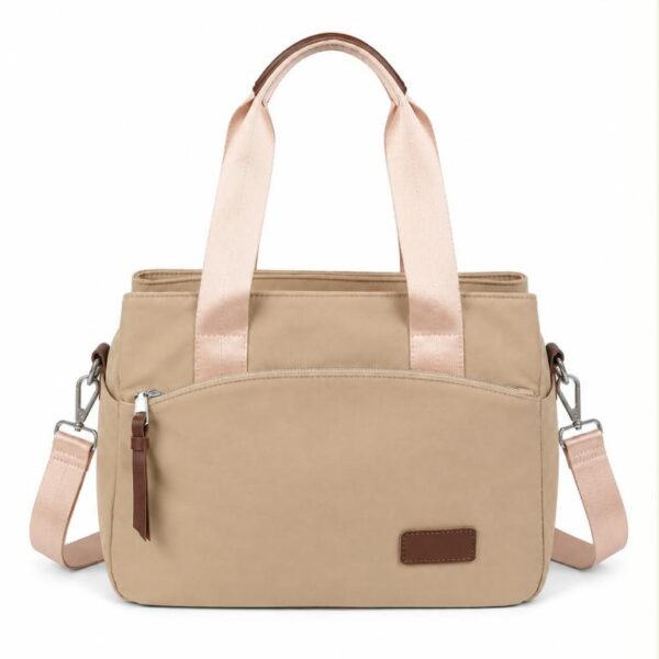 Bolso de Mano en Tela Nylon con 3 Compartimentos y Bolsillos Exteriores para Mujer - Imagen 4