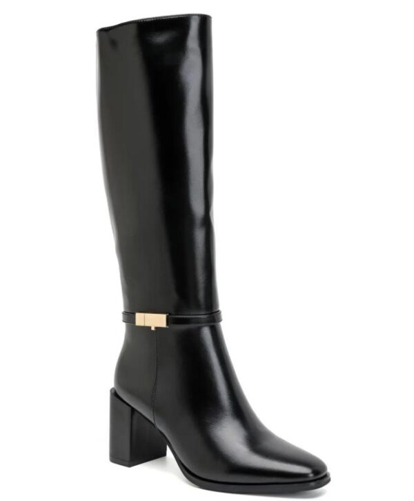 Botas Altas de Mujer con Bloque de Tacón y Bonito Detalle Dorado - Imagen 2