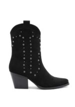 Botines de Mujer Estilo Cowboy con Tachuelas Decorativas Plateadas y Bloque de Tacón - Imagen 11