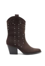 Botines de Mujer Estilo Cowboy con Tachuelas Decorativas Plateadas y Bloque de Tacón - Imagen 10