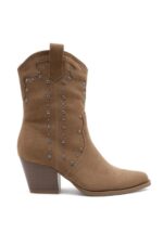 Botines de Mujer Estilo Cowboy con Tachuelas Decorativas Plateadas y Bloque de Tacón - Imagen 8