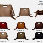 Bolso de Mano Sintético para Mujer con Flecos Decorativos Laterales y Diseño Costura Central