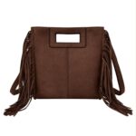 Bolso de Mano Sintético para Mujer con Flecos Decorativos Laterales y Diseño Costura Central - Imagen 3