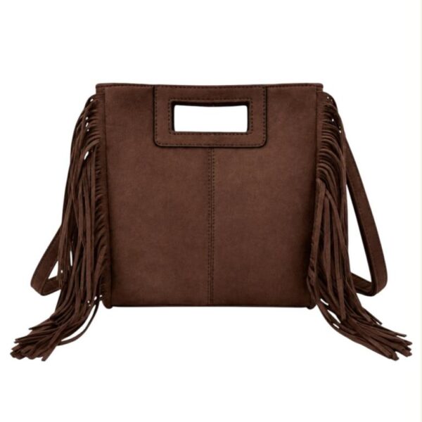 Bolso de Mano Sintético para Mujer con Flecos Decorativos Laterales y Diseño Costura Central - Imagen 3