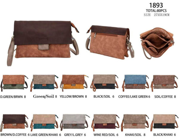 Bolso Bandolera Tricolor Sintético de Mujer con Asa Corta de Mano y Varios Compartimentos - Imagen 13
