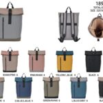 Mochila Sintética Tricolor de Mujer con Gran Capacidad, Hebilla y Cierre Roll-Top