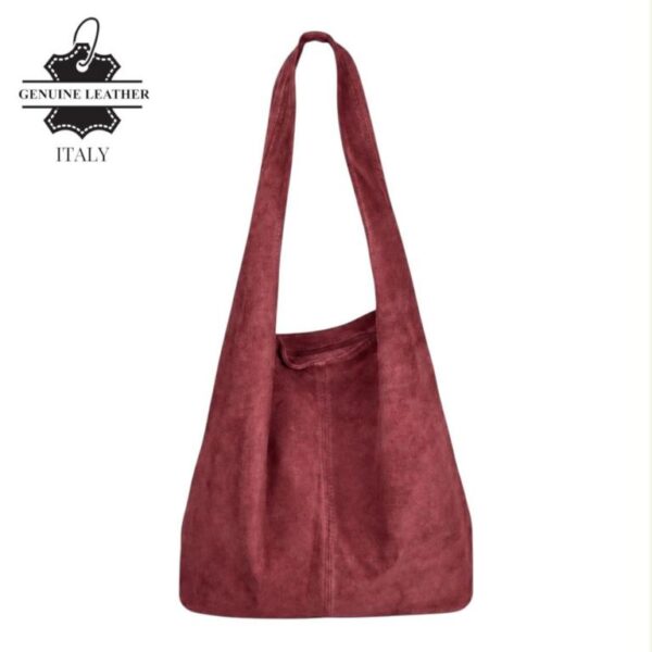 Amplio Bolso de Hombro en Piel de Serraje con Cierre de Cremallera para Mujer - Imagen 2